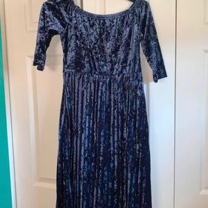 Gorgeous blue velvet off shoulder dress